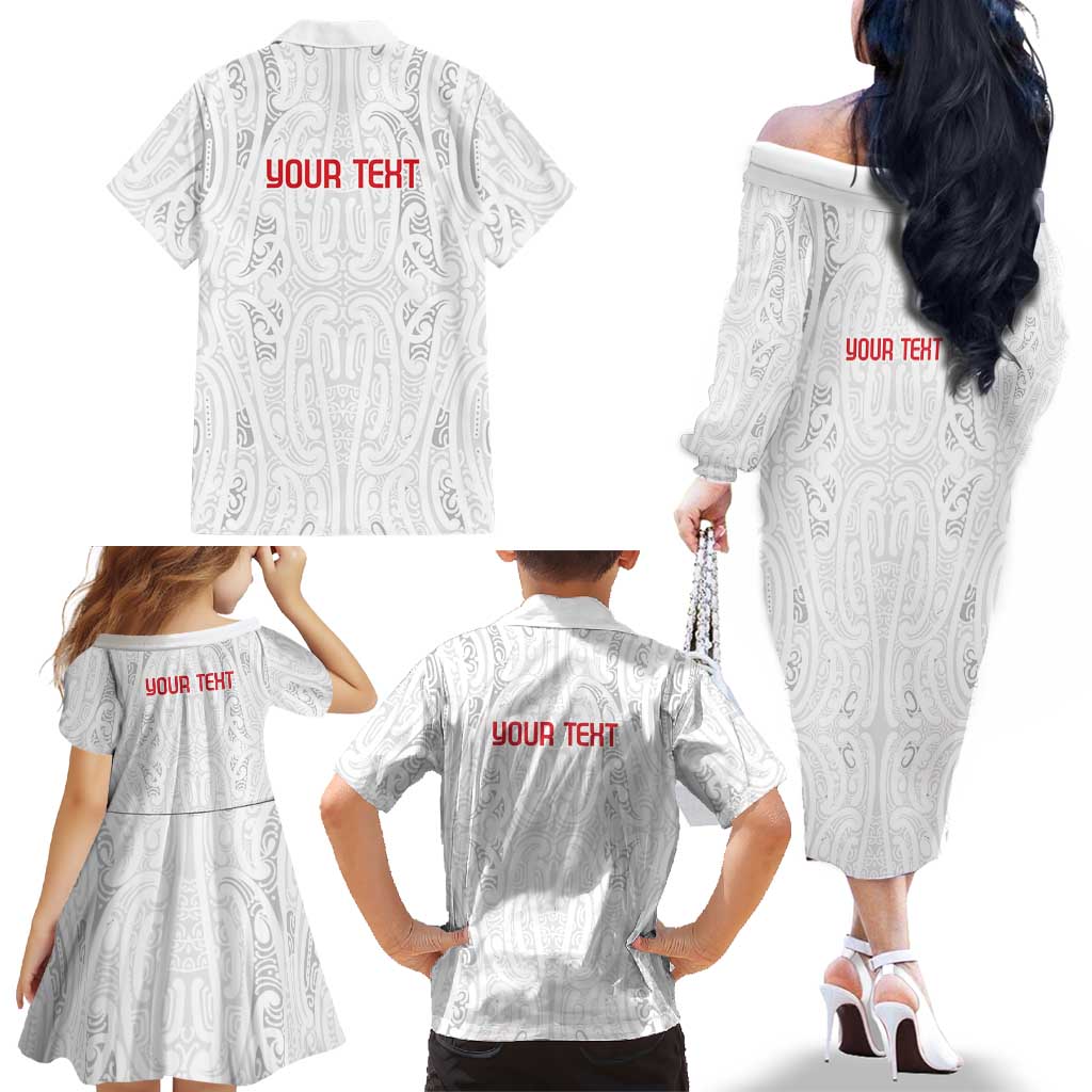 New Zealand Maori Heart Tribal Personalised Family Matching Off The Shoulder Long Sleeve Dress and Hawaiian Shirt Polynesian Patterns LT9 - Polynesian Pride