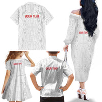 New Zealand Maori Heart Tribal Personalised Family Matching Off The Shoulder Long Sleeve Dress and Hawaiian Shirt Polynesian Patterns LT9 - Polynesian Pride