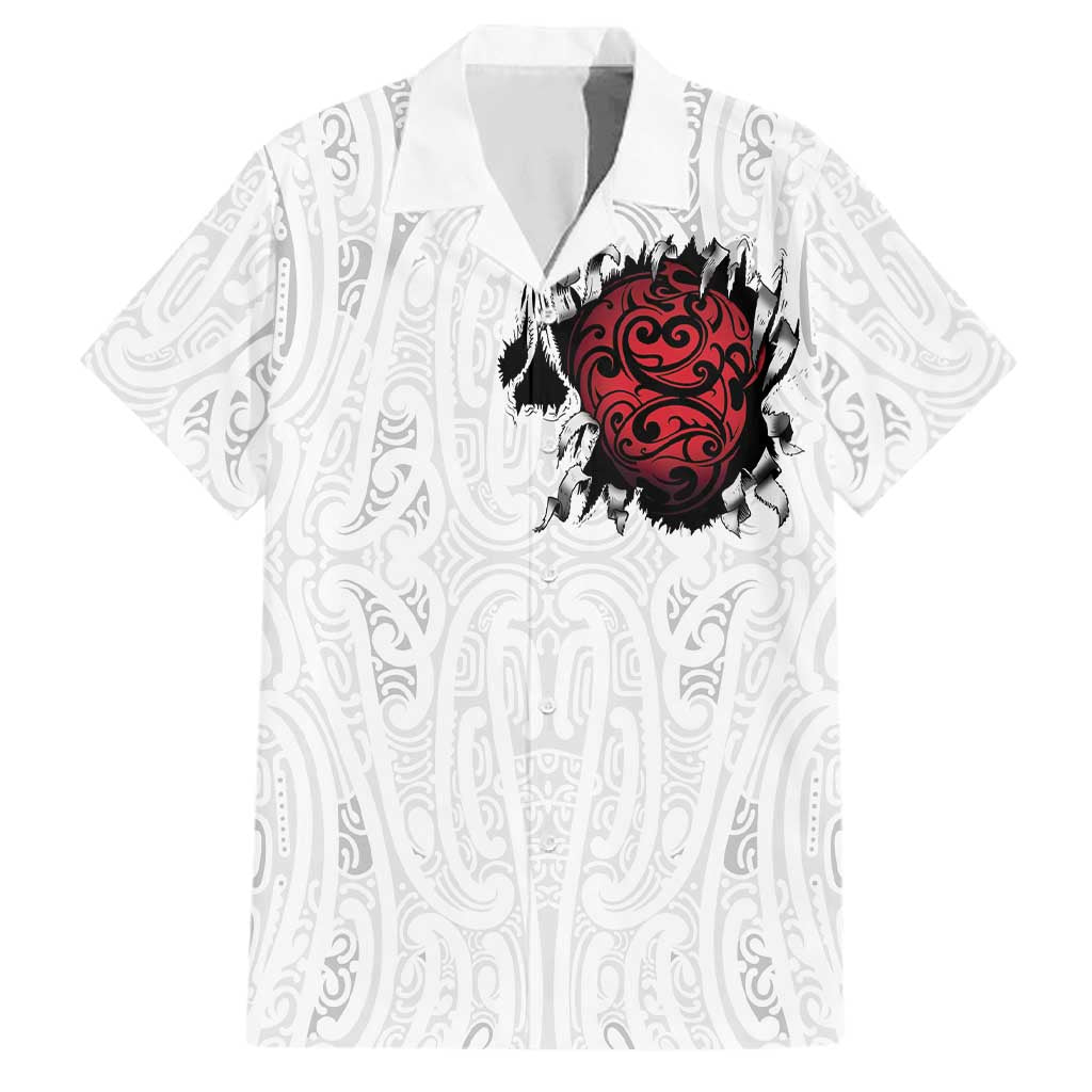 New Zealand Maori Heart Tribal Personalised Family Matching Tank Maxi Dress and Hawaiian Shirt Polynesian Patterns LT9 Dad's Shirt - Short Sleeve White - Polynesian Pride