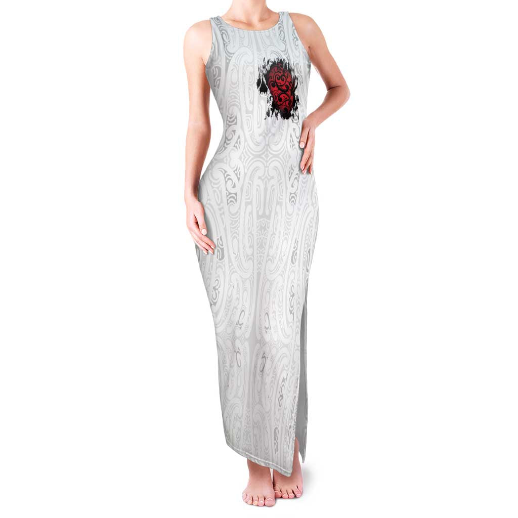 New Zealand Maori Heart Tribal Personalised Family Matching Tank Maxi Dress and Hawaiian Shirt Polynesian Patterns LT9 Mom's Dress White - Polynesian Pride