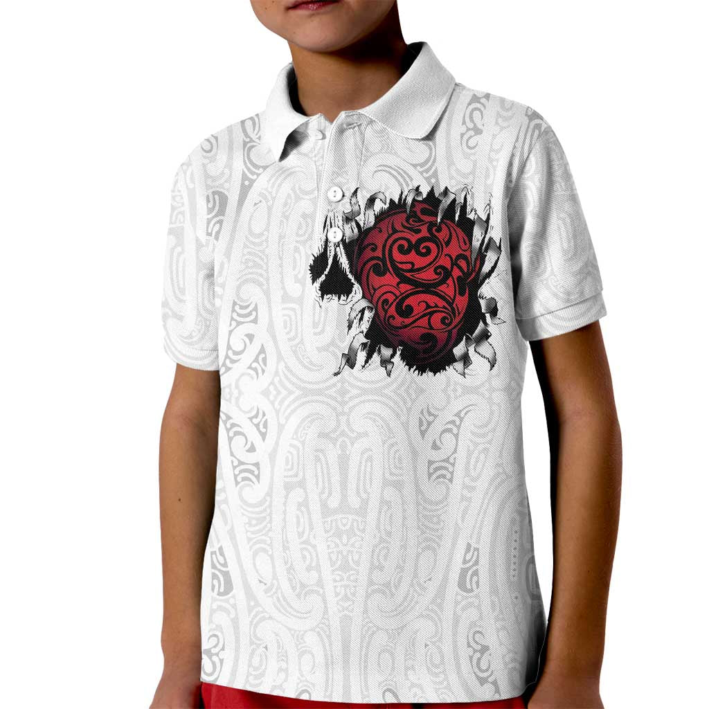 New Zealand Maori Heart Tribal Personalised Kid Polo Shirt Polynesian Patterns