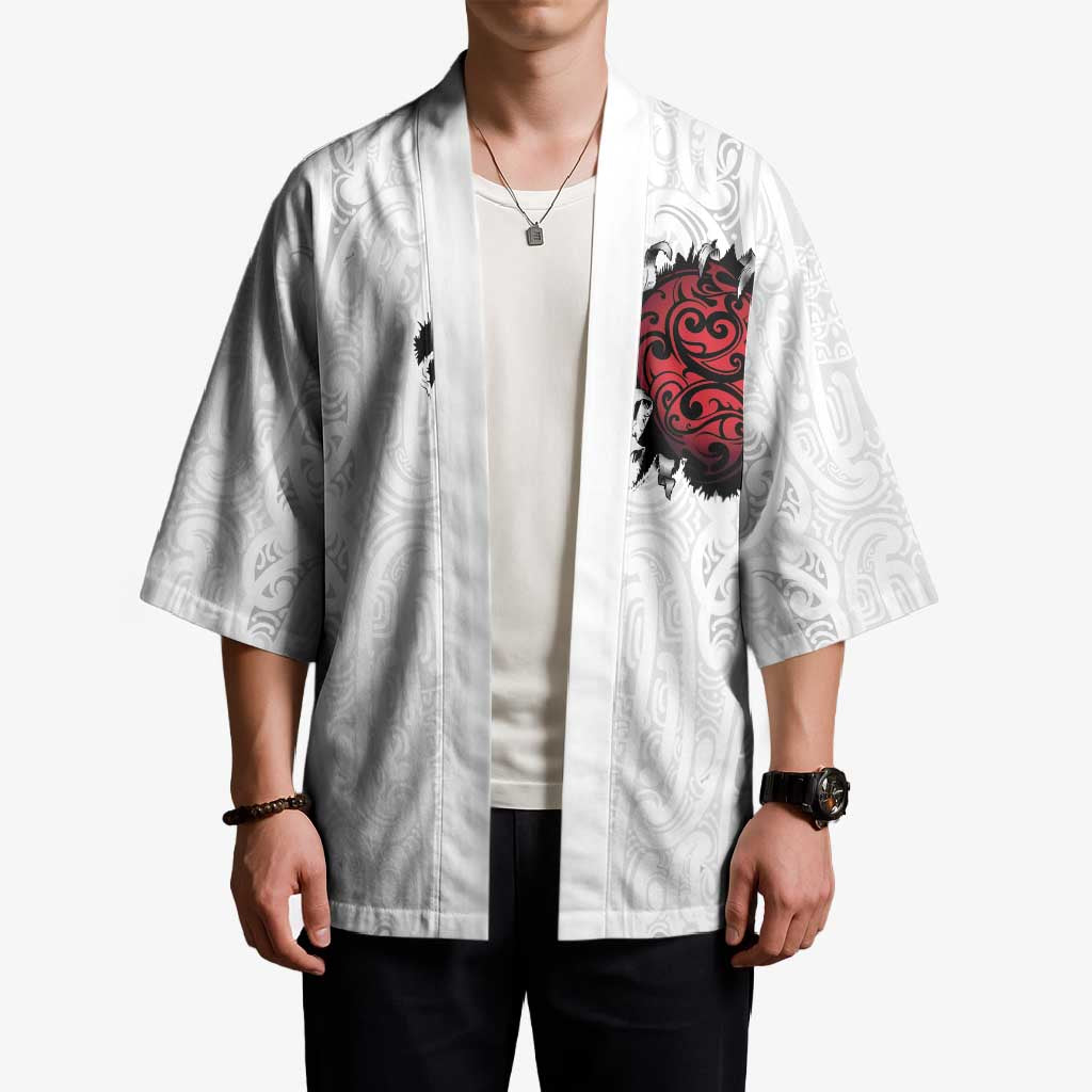 New Zealand Maori Heart Tribal Personalised Kimono Polynesian Patterns