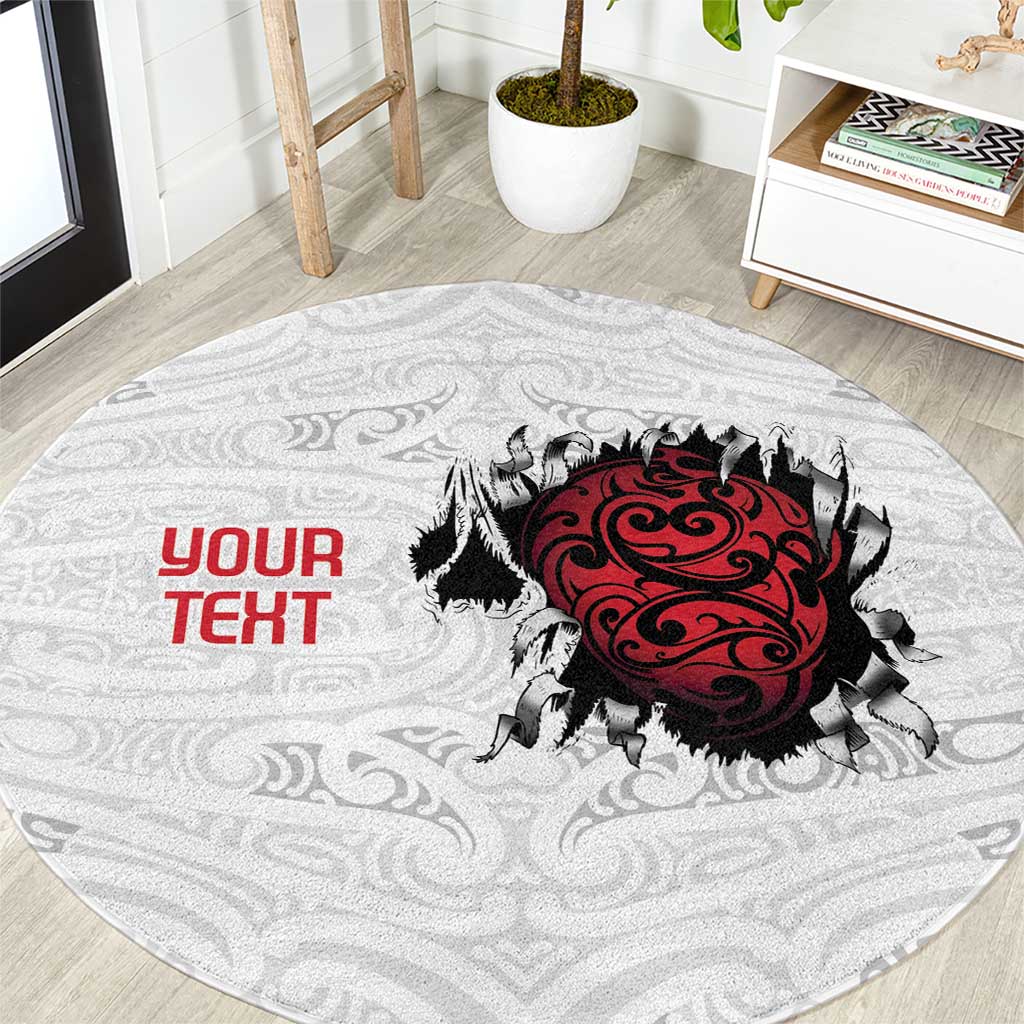 New Zealand Maori Heart Tribal Personalised Round Carpet Polynesian Patterns LT9 White - Polynesian Pride