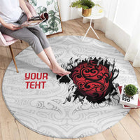 New Zealand Maori Heart Tribal Personalised Round Carpet Polynesian Patterns LT9 - Polynesian Pride