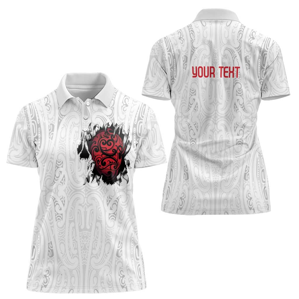 New Zealand Maori Heart Tribal Personalised Women Polo Shirt Polynesian Patterns LT9 - Polynesian Pride