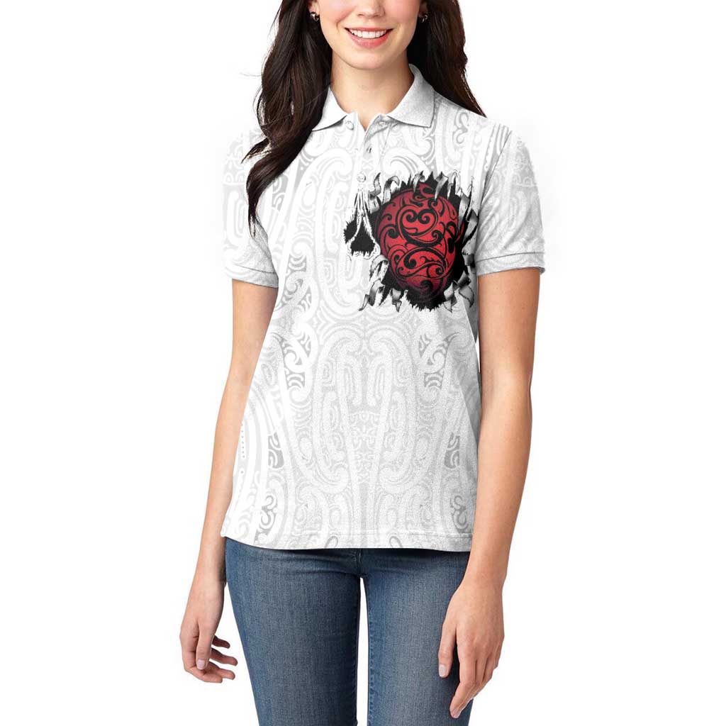 New Zealand Maori Heart Tribal Personalised Women Polo Shirt Polynesian Patterns LT9 - Polynesian Pride