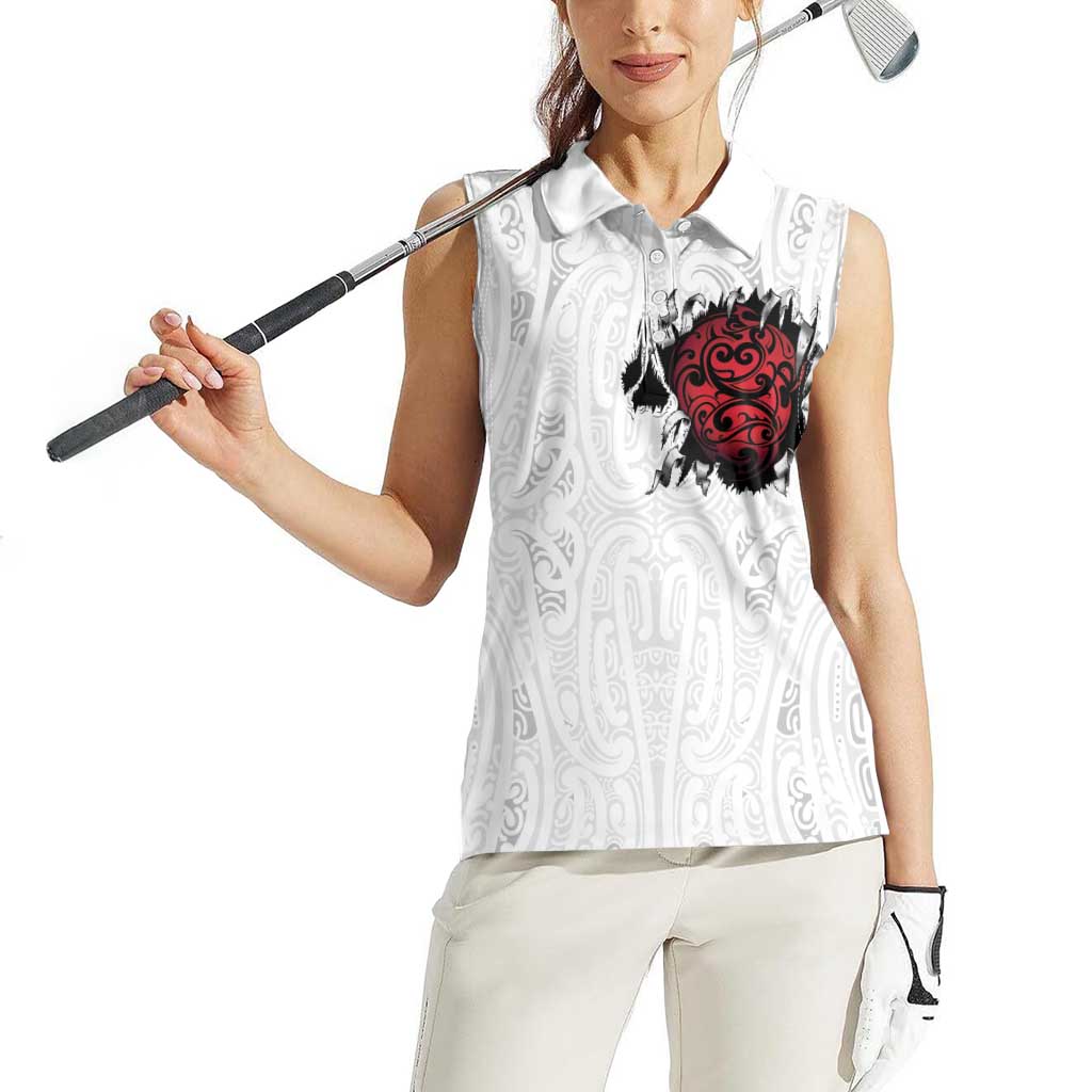 New Zealand Maori Heart Tribal Personalised Women Sleeveless Polo Shirt Polynesian Patterns LT9 - Polynesian Pride