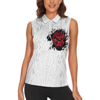 New Zealand Maori Heart Tribal Personalised Women Sleeveless Polo Shirt Polynesian Patterns LT9 - Polynesian Pride