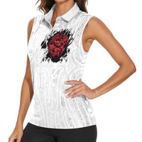 New Zealand Maori Heart Tribal Personalised Women Sleeveless Polo Shirt Polynesian Patterns LT9 - Polynesian Pride