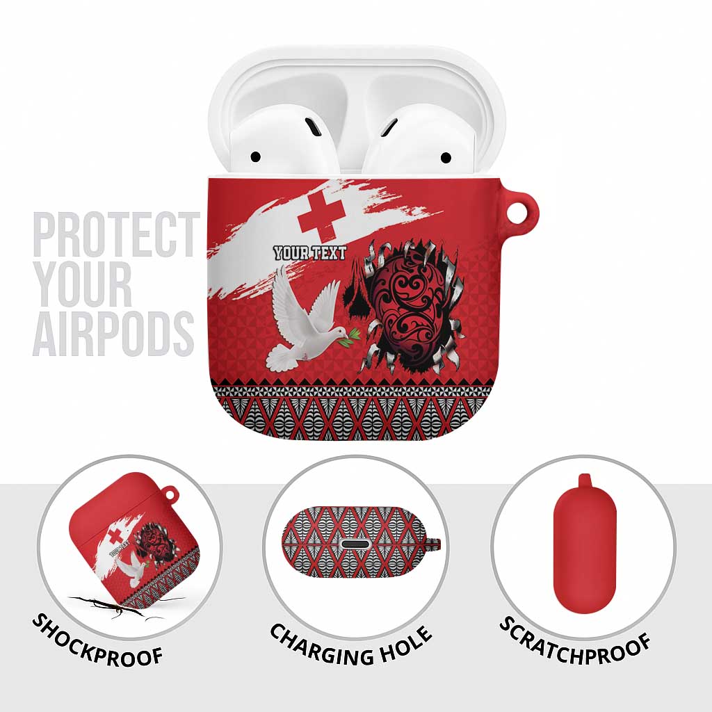 Tonga Heart Tribal Personalised AirPods Case Polynesian Patterns