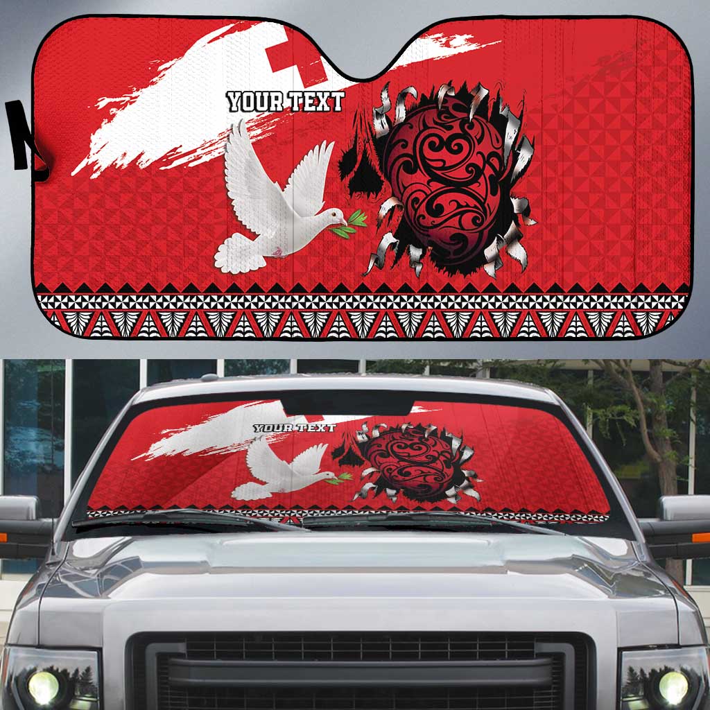 Tonga Heart Tribal Personalised Auto Sun Shade Polynesian Patterns