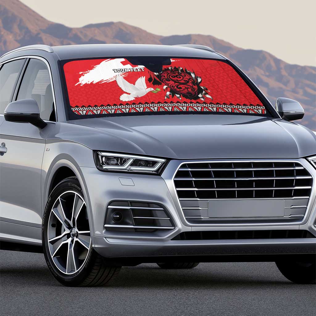 Tonga Heart Tribal Personalised Auto Sun Shade Polynesian Patterns
