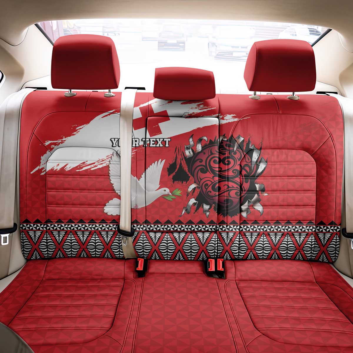 Tonga Heart Tribal Personalised Back Car Seat Cover Polynesian Patterns