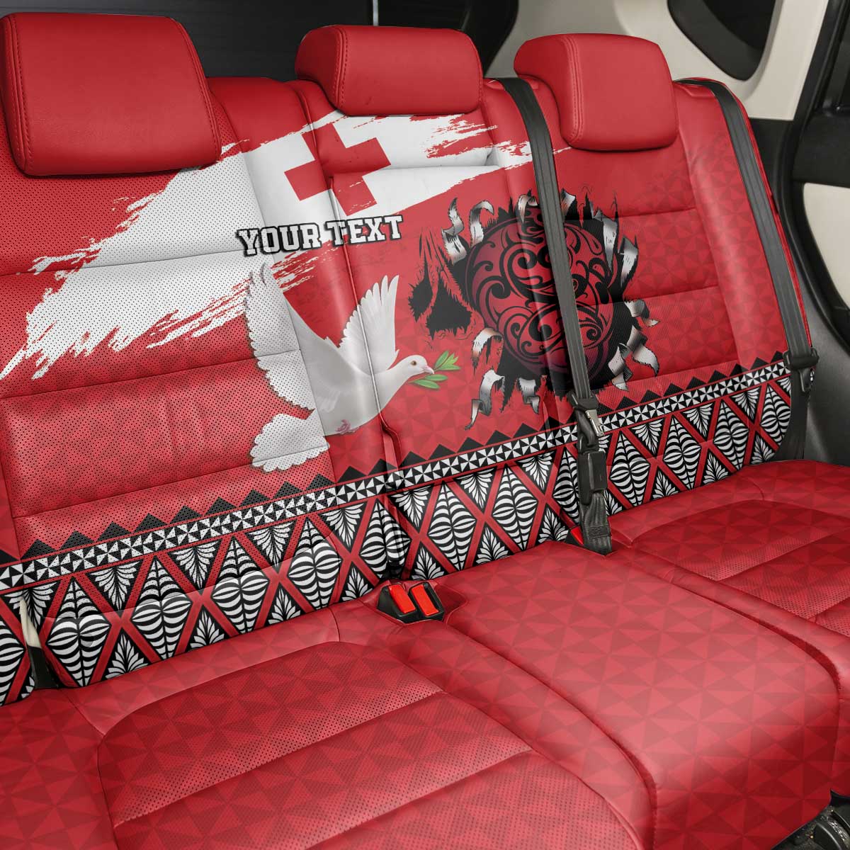 Tonga Heart Tribal Personalised Back Car Seat Cover Polynesian Patterns