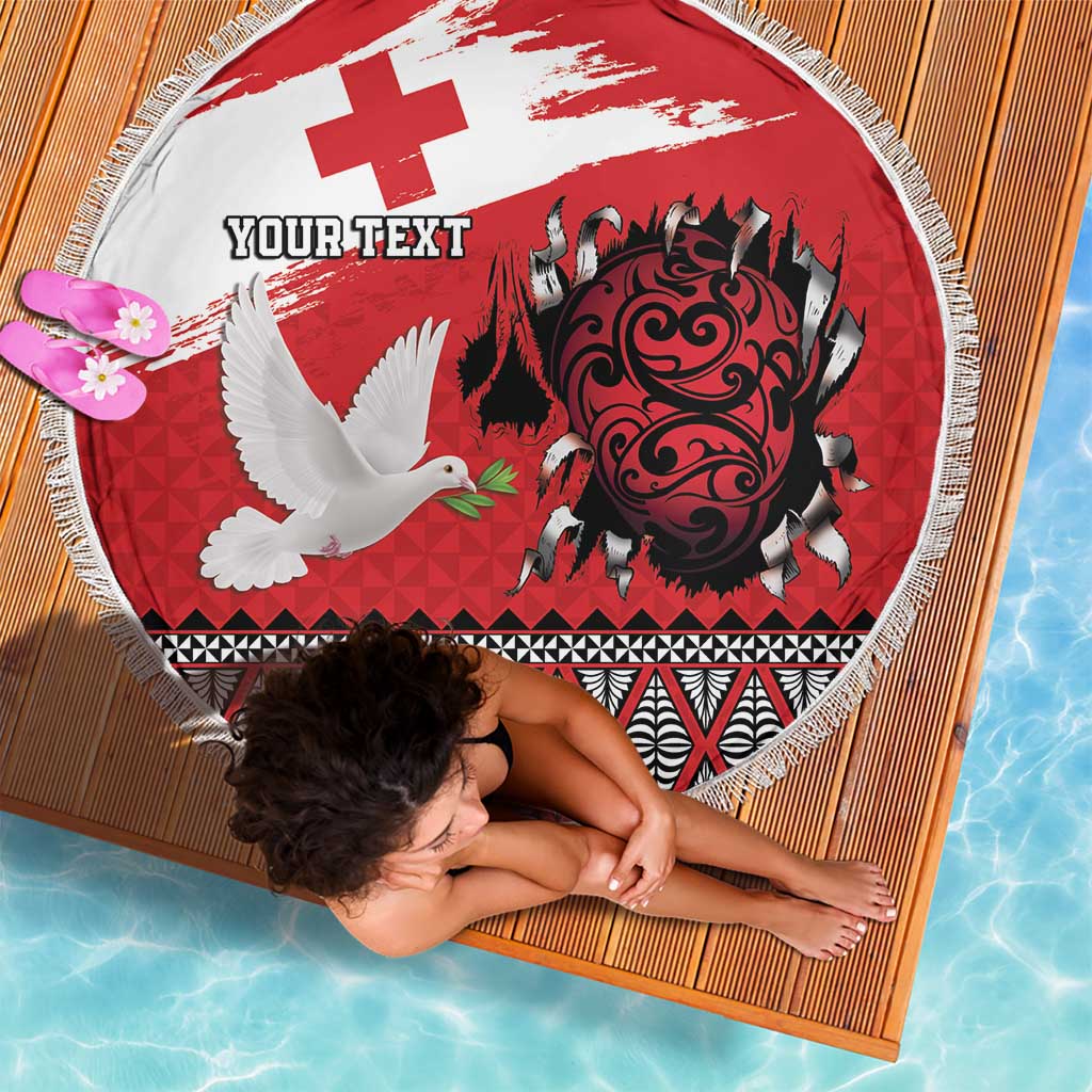 Tonga Heart Tribal Personalised Beach Blanket Polynesian Patterns