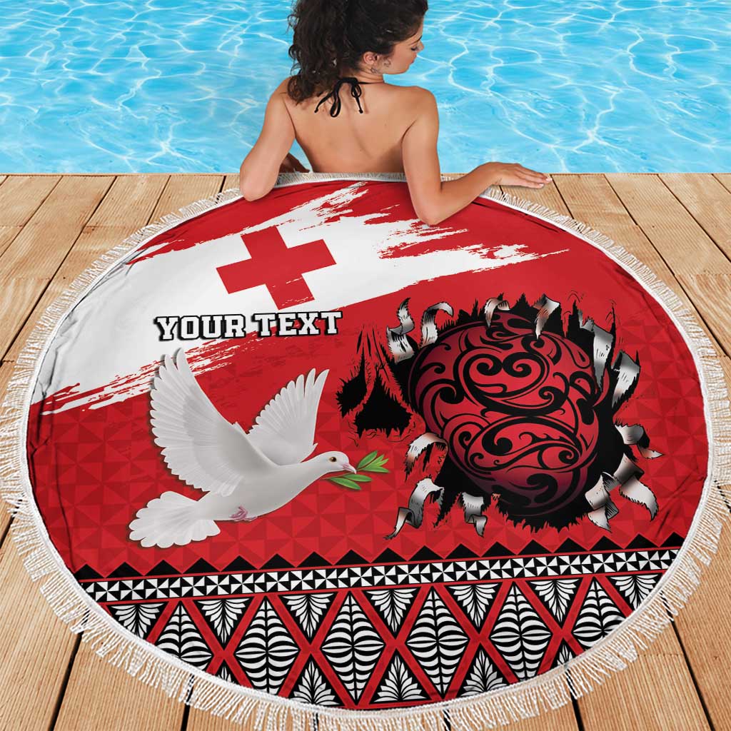Tonga Heart Tribal Personalised Beach Blanket Polynesian Patterns