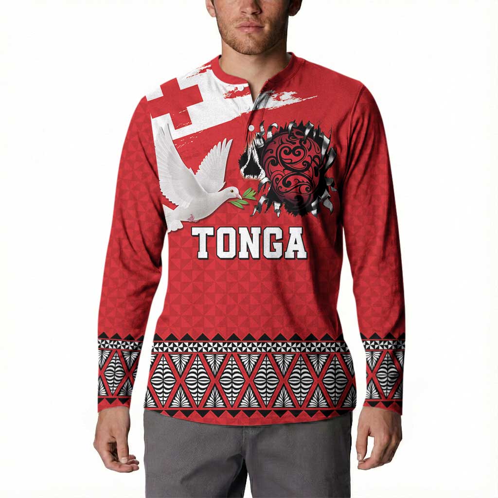 Tonga Heart Tribal Personalised Button Sweatshirt Polynesian Patterns