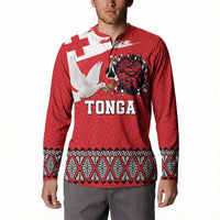 Tonga Heart Tribal Personalised Button Sweatshirt Polynesian Patterns