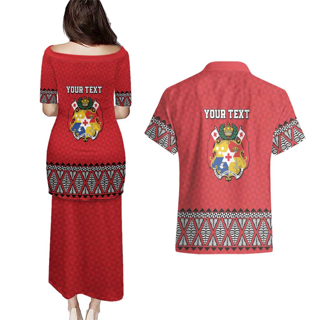 Tonga Heart Tribal Personalised Couples Matching Puletasi and Hawaiian Shirt Polynesian Patterns