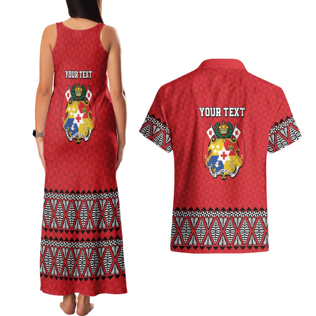 Tonga Heart Tribal Personalised Couples Matching Tank Maxi Dress and Hawaiian Shirt Polynesian Patterns