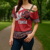 Tonga Heart Tribal Personalised Cross Shoulder Shirt Polynesian Patterns