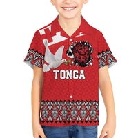 Tonga Heart Tribal Personalised Family Matching Mermaid Dress and Hawaiian Shirt Polynesian Patterns LT9 Son's Shirt Red - Polynesian Pride