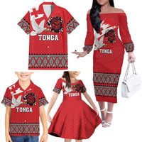 Tonga Heart Tribal Personalised Family Matching Off The Shoulder Long Sleeve Dress and Hawaiian Shirt Polynesian Patterns LT9 - Polynesian Pride