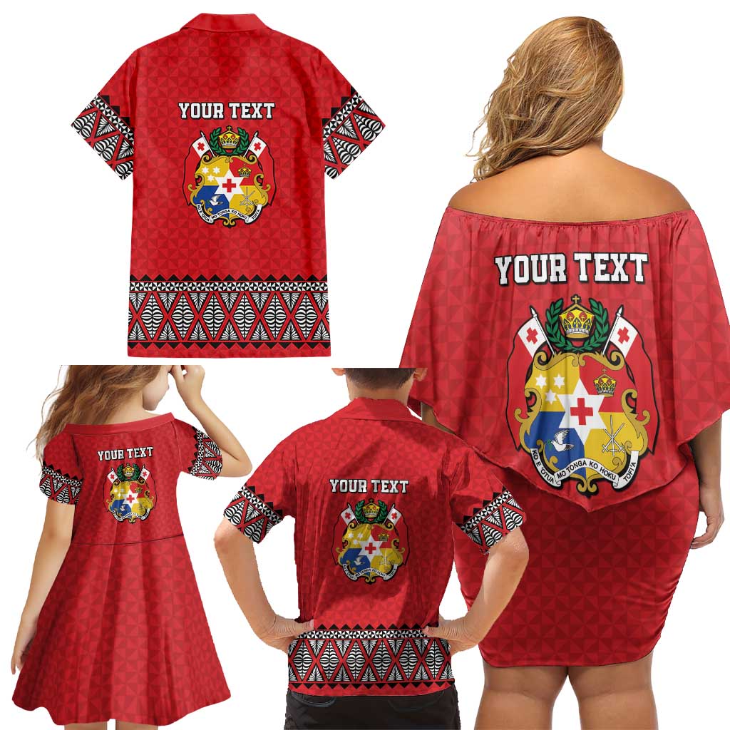 Tonga Heart Tribal Personalised Family Matching Off Shoulder Short Dress and Hawaiian Shirt Polynesian Patterns LT9 - Polynesian Pride