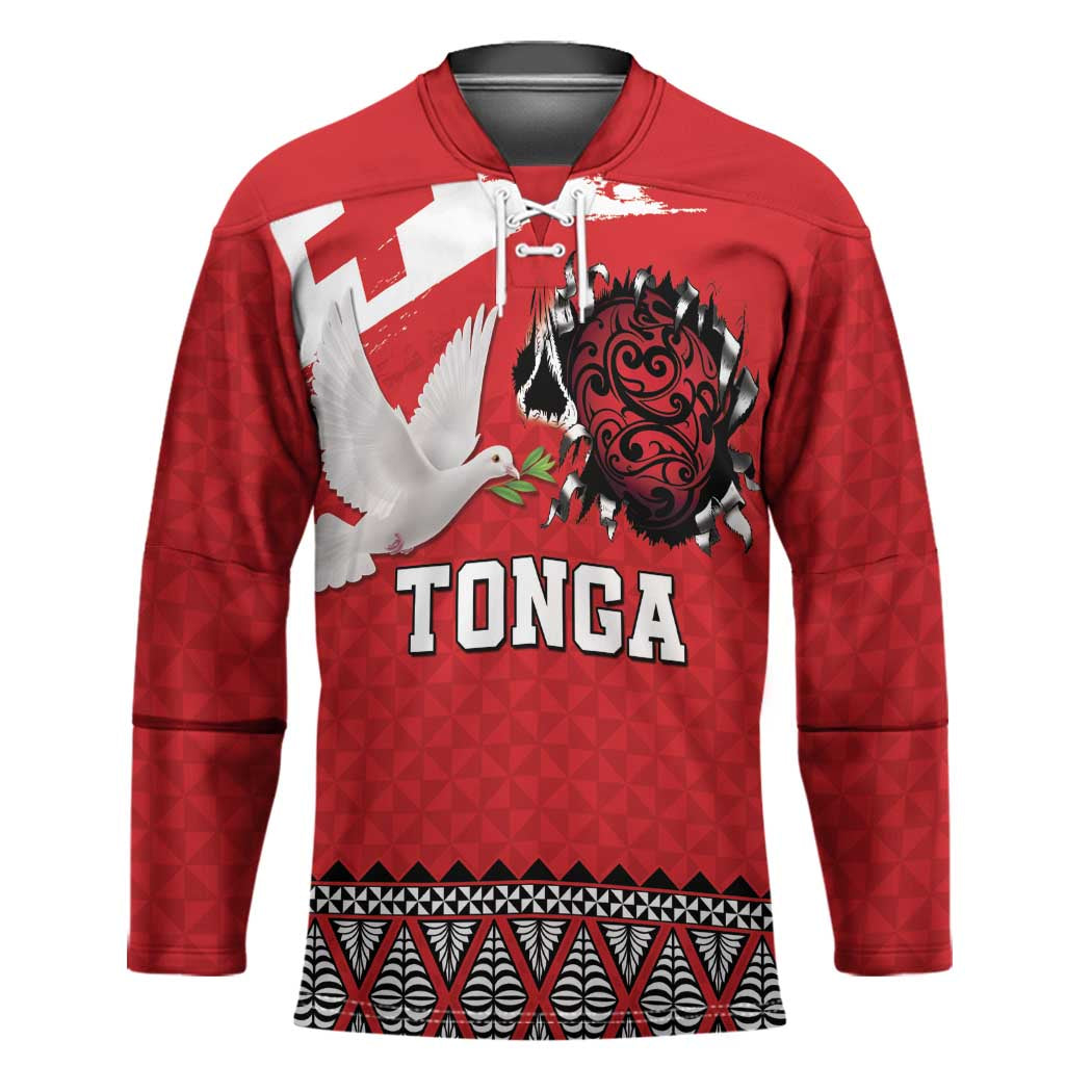 Tonga Heart Tribal Personalised Hockey Jersey Polynesian Patterns
