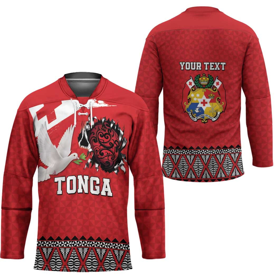 Tonga Heart Tribal Personalised Hockey Jersey Polynesian Patterns