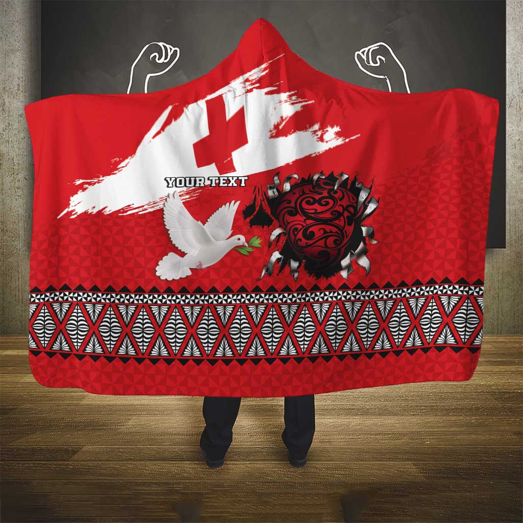 Tonga Heart Tribal Personalised Hooded Blanket Polynesian Patterns