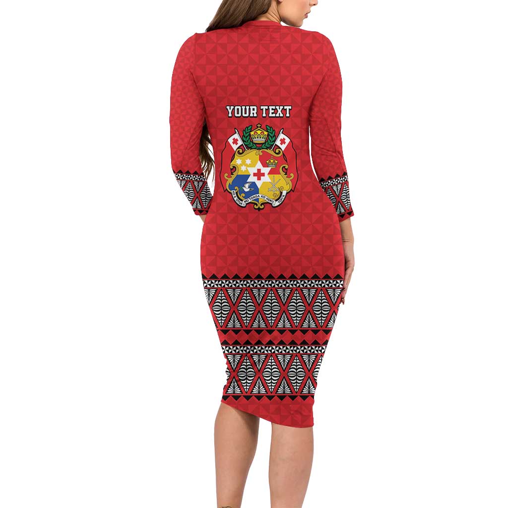 Tonga Heart Tribal Personalised Long Sleeve Bodycon Dress Polynesian Patterns