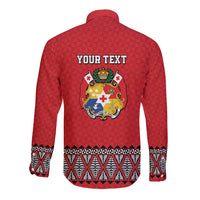 Tonga Heart Tribal Personalised Long Sleeve Button Shirt Polynesian Patterns