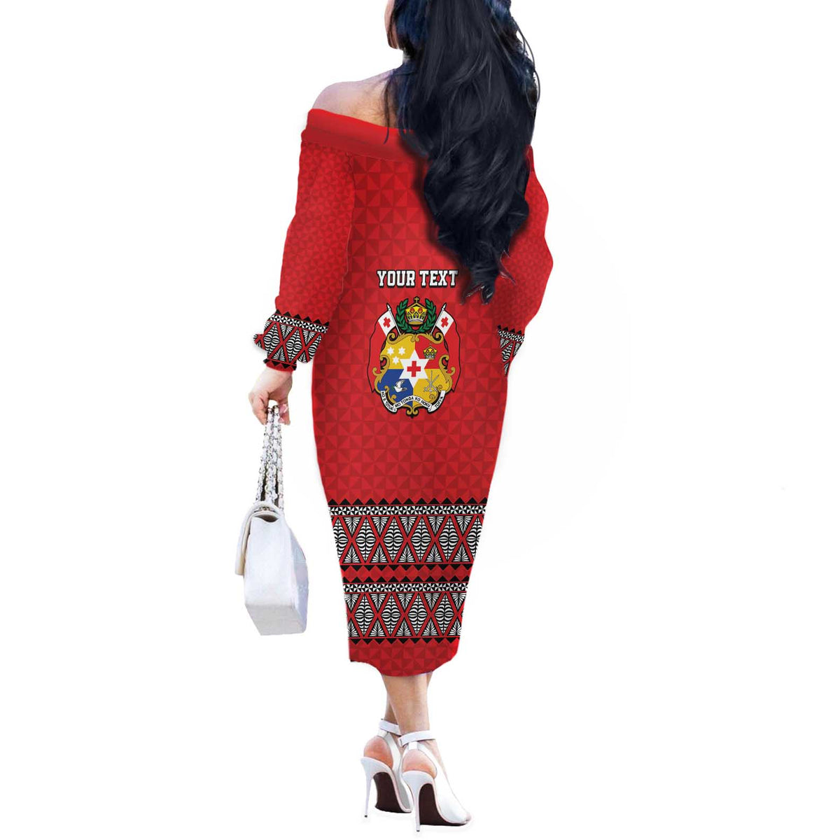 Tonga Heart Tribal Personalised Off The Shoulder Long Sleeve Dress Polynesian Patterns LT9 - Polynesian Pride