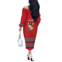 Tonga Heart Tribal Personalised Off The Shoulder Long Sleeve Dress Polynesian Patterns LT9 - Polynesian Pride