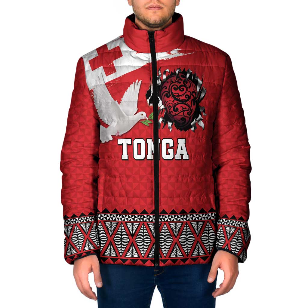 Tonga Heart Tribal Personalised Padded Jacket Polynesian Patterns