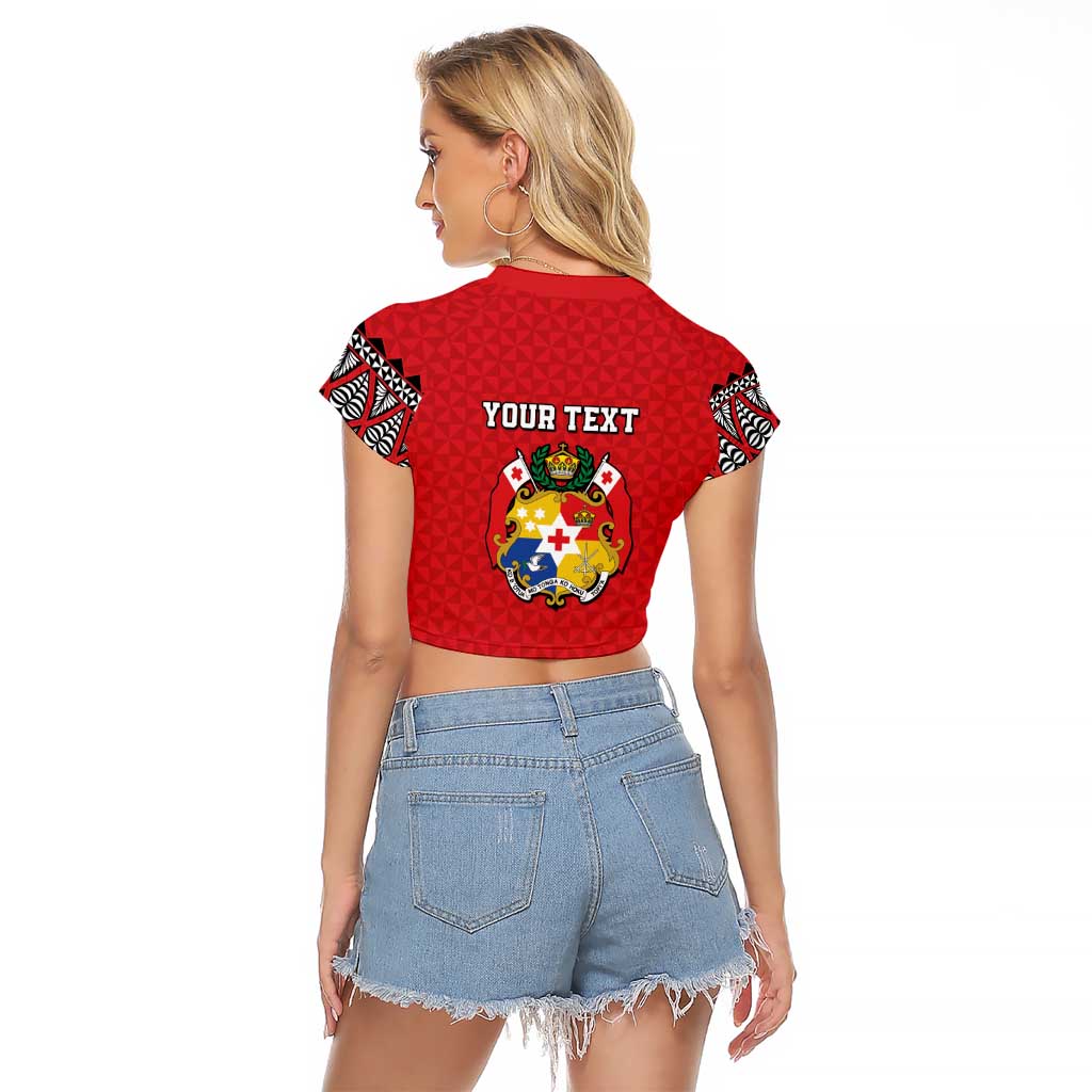Tonga Heart Tribal Personalised Raglan Cropped T Shirt Polynesian Patterns