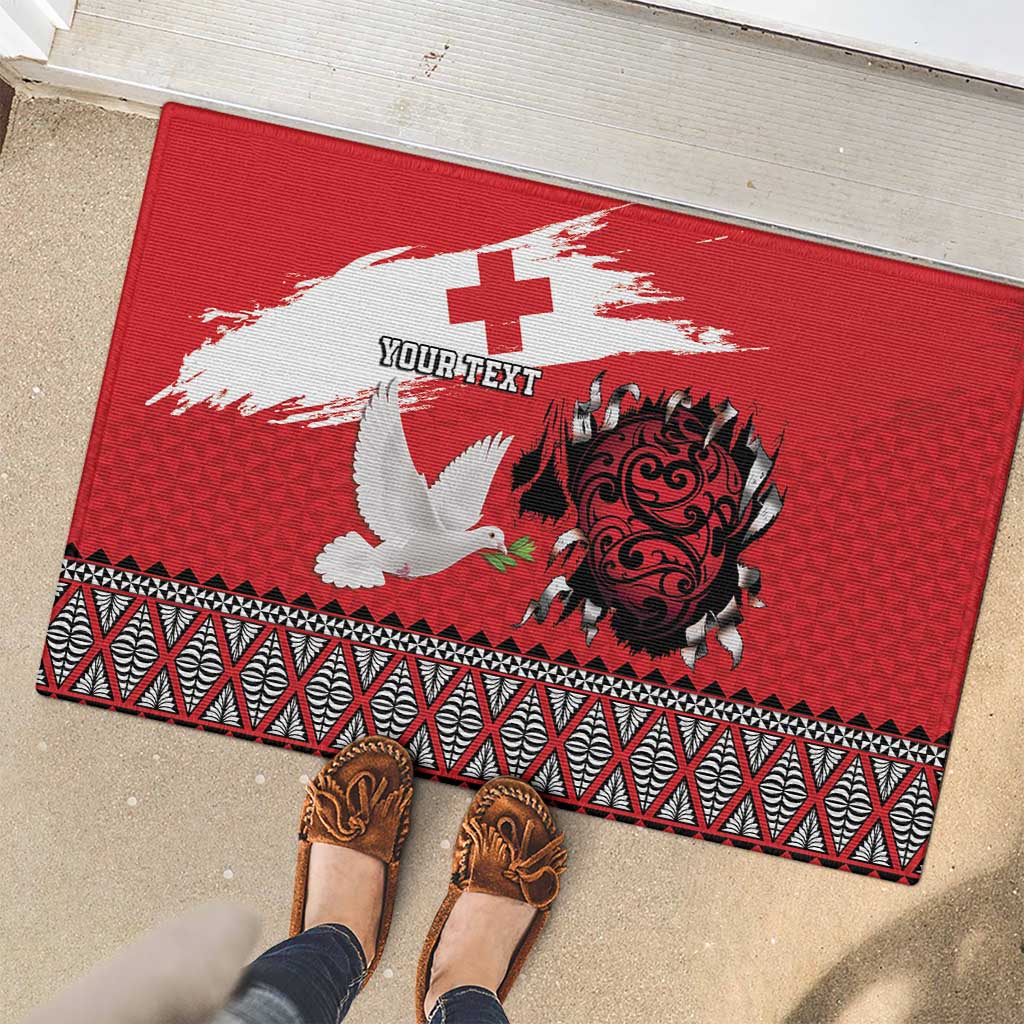 Tonga Heart Tribal Personalised Rubber Doormat Polynesian Patterns