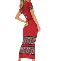 Tonga Heart Tribal Personalised Short Sleeve Bodycon Dress Polynesian Patterns LT9 - Polynesian Pride