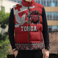 Tonga Heart Tribal Personalised Sleeveless Puffer Jacket Polynesian Patterns