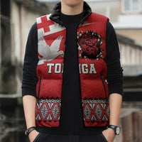 Tonga Heart Tribal Personalised Sleeveless Puffer Jacket Polynesian Patterns