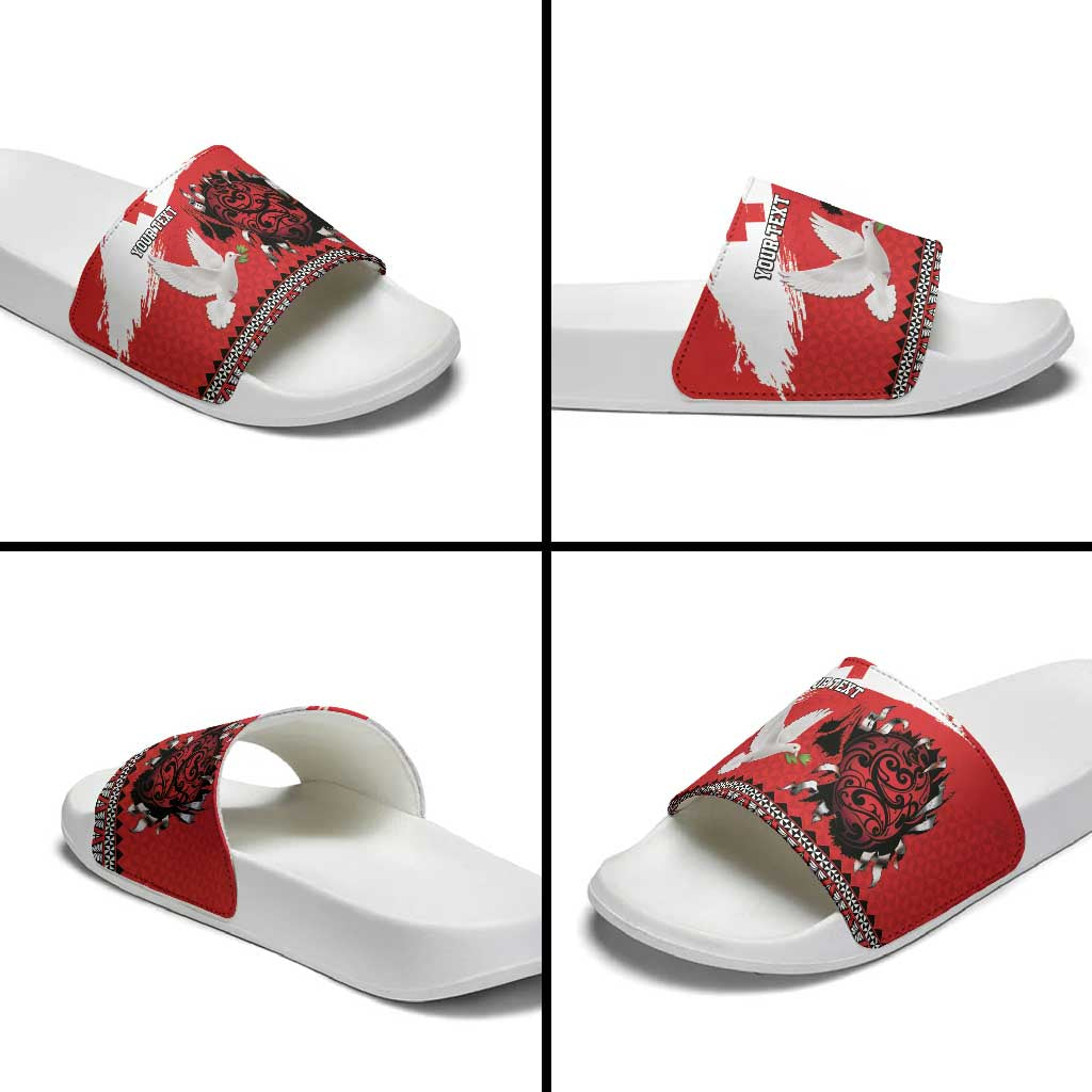 Tonga Heart Tribal Personalised Slide Sandals Polynesian Patterns