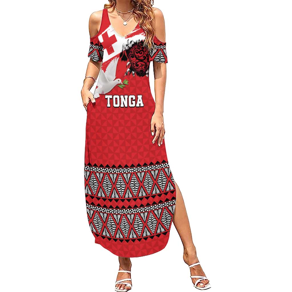 Tonga Heart Tribal Personalised Summer Maxi Dress Polynesian Patterns