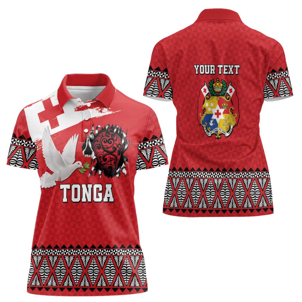 Tonga Heart Tribal Personalised Women Polo Shirt Polynesian Patterns