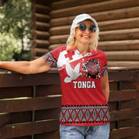 Tonga Heart Tribal Personalised Women Polo Shirt Polynesian Patterns