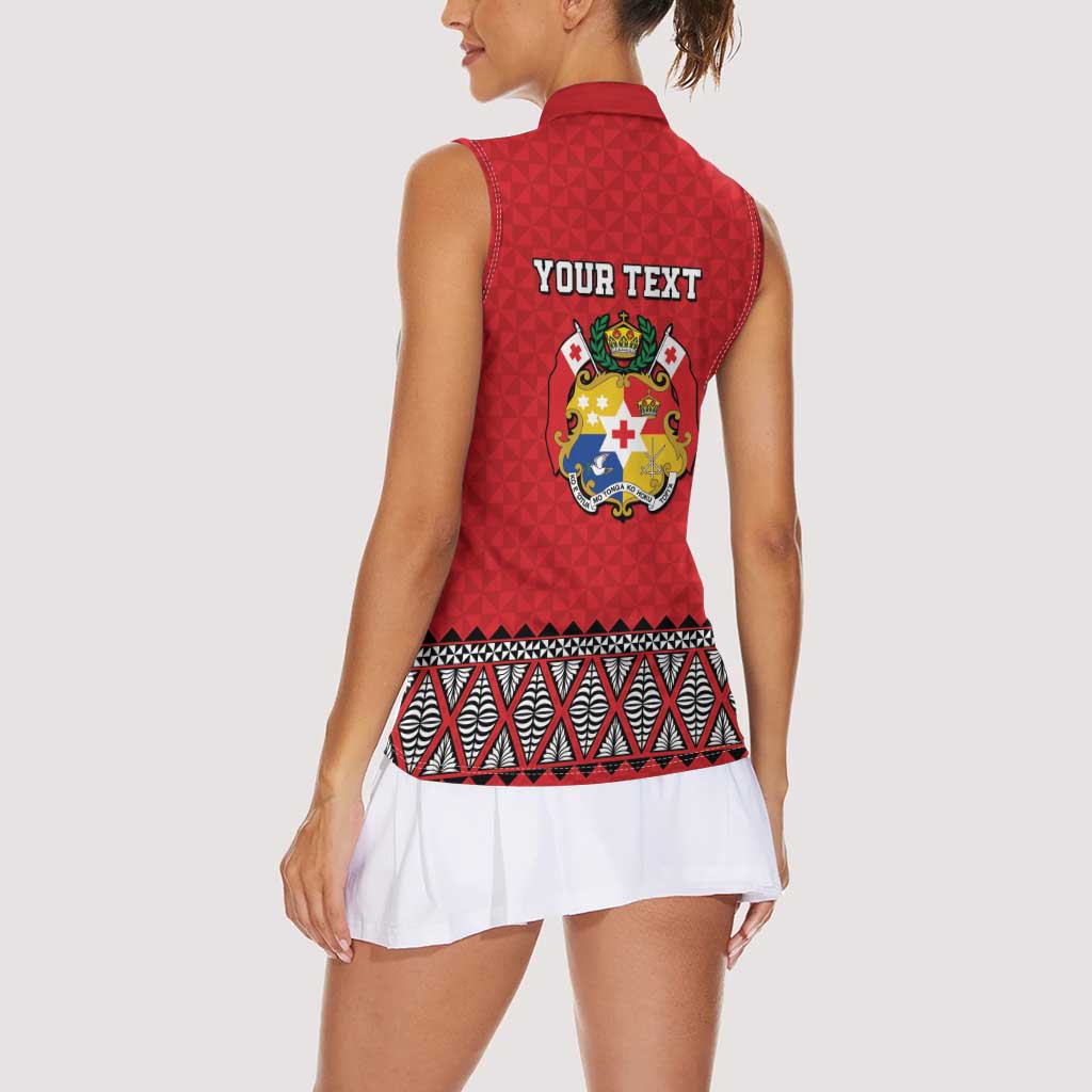 Tonga Heart Tribal Personalised Women Sleeveless Polo Shirt Polynesian Patterns