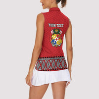 Tonga Heart Tribal Personalised Women Sleeveless Polo Shirt Polynesian Patterns