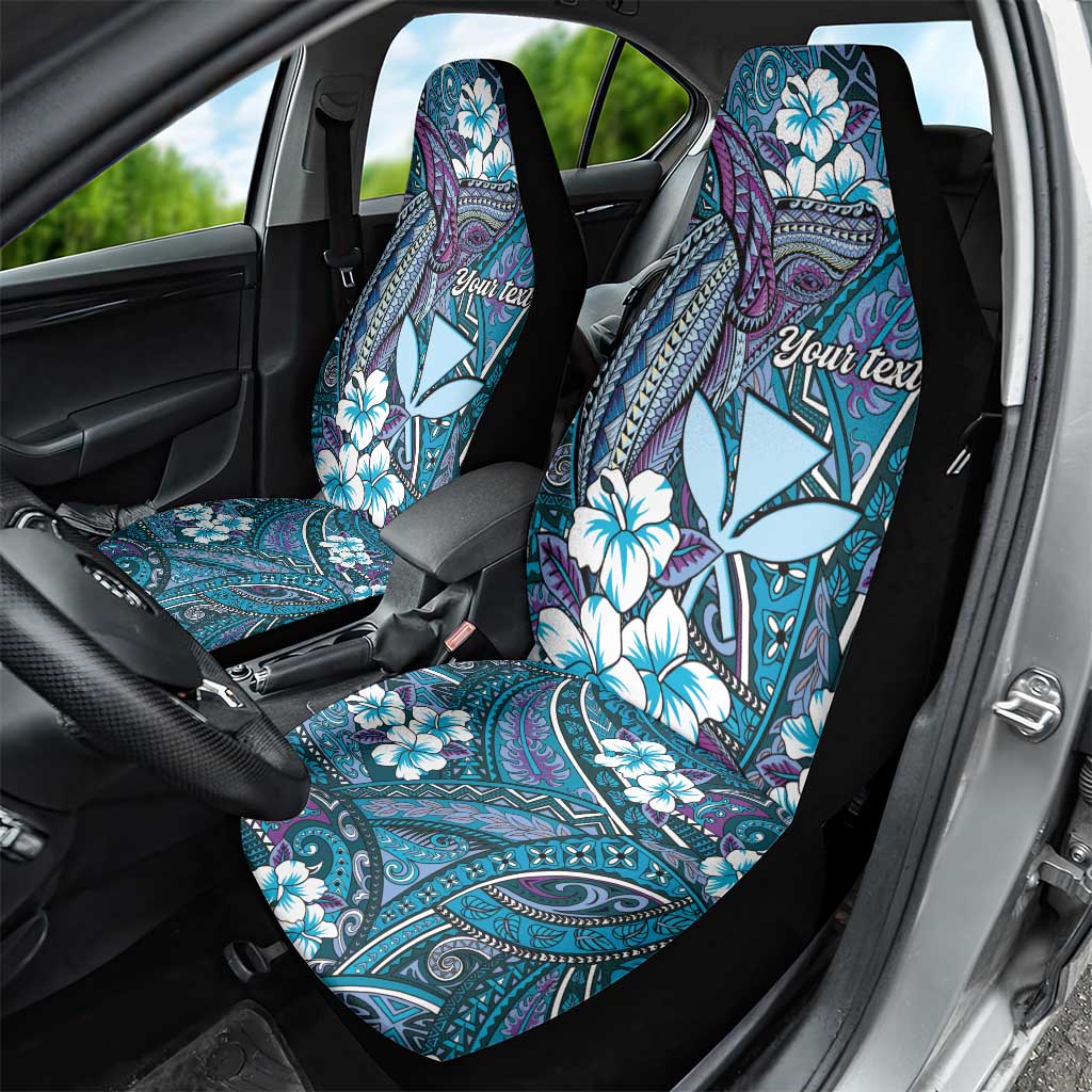 Personalised Hawaii Tribal Humpback Whale Car Seat Cover Polu Hibiscus Seamless Pattern LT9 - Polynesian Pride