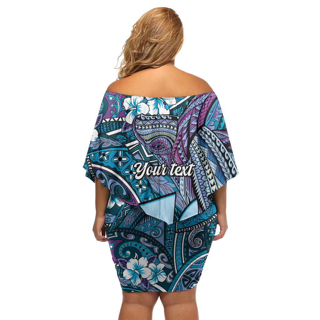 Personalised Hawaii Tribal Humpback Whale Family Matching Off Shoulder Short Dress and Hawaiian Shirt Polu Hibiscus Seamless Pattern LT9 - Polynesian Pride