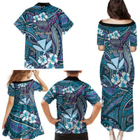 Personalised Hawaii Tribal Humpback Whale Family Matching Puletasi and Hawaiian Shirt Polu Hibiscus Seamless Pattern LT9 - Polynesian Pride